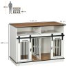 PawHut Dog Crate Furniture for Small and Large Dogs w/ Movable Divider, Dog Cage End Table with Shelves, Sliding Doors, 120 x 60 x 88.5cm, White