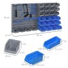 DURHAND 44 Pcs On-Wall Garage DIY Storage Unit with 28 Cubes 10 Hooks 2 Boards Screws Organisation Pegboard Tool Equipment Blue