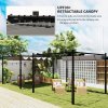 Outsunny 3 x 3(m) Metal Pergola with Retractable Roof and Magnetic Fixture, Outdoor Gazebo Garden Pergola Kit Sun Shade Canopy, UPF30+, 80mm Metal Column, Grey