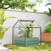 Outsunny Raised Garden Bed with Mini Greenhouse, Outdoor Metal Planter Box with Cover, for Herbs and Vegetables, Use for Patio, Garden, Balcony, Clear and Green