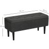 HOMCOM 47L Storage Ottoman, End of Bed Bench with Wooden Legs, Fabric Footstool for Living Room, Bedroom, 95 x 38 x 45cm