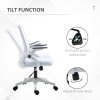 Vinsetto Mesh Office Chair, Desk Chair with Lumbar Support, Flip-up Armrest, Swivel Wheels, Adjustable Height, White