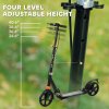 AIYAPLAY Scooter for Kids Ages 6-12 Years, Foldable Kick Scooter with 4 Levels, Adjustable Handlebar, Dual Brake System, 200mm Wheels, ABEC-7 Bearings, Black