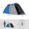 Outsunny 2 Man Camping Tent, Dome Tent with Bedroom and Living Room, 2000mm Waterproof, Portable with Bag, for Fishing Hiking Festival, Blue