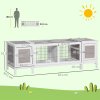 PawHut Wooden Rabbit Hutch Separable Guinea Pig Hutch Bunny Run Small Bunny House for Indoor Use w/ Slide Out Tray, 161 x 50.5 x 53.3cm - (Grey)