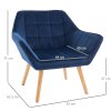 HOMCOM Modern Armchair, Accent Chair with Wide Arms, Slanted Back and Rubber Wood Legs for Living Room, Bedroom, Home Office, Blue