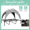 PawHut Cooling Raised Dog Bed, Elevated Pet Bed with Breathable Mesh, UV Protection Canopy, Foot Pads, for Indoor Outdoor, Large Dogs, 106 x 76 x 94cm - Light Grey