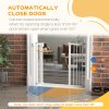 PawHut Dog Gate Stair Gate Pressure Fit Pets Barrier Auto Close for Doorway Hallway, 74-94cm Wide Adjustable, White