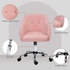 HOMCOM Office Chair, Teddy Fleece Swivel Computer Desk Chair, Makeup Vanity Seat with Adjustable Height for Home Study Bedroom, Pink