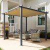 Outsunny 3 x 3(m) Pergola with Retractable Roof, Aluminium Frame Garden Gazebo Canopy Outdoor Sun Shade Shelter for Grill, Patio, Deck, Khaki