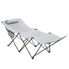 Outsunny Foldable Sun Lounger, Outdoor Tanning Sun Lounger Chair with Side Pocket, Headrest, Oxford Seat, for Beach, Yard, Patio, Light Grey
