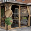 Outsunny 3 x 3 m Hardtop Gazebo with Netting and Curtains, Garden Gazebo Canopy Shelter with Metal Roof, Aluminium Frame, for Garden, Deck, Bronze Tone