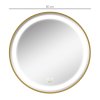 kleankin Round Bathroom LED Mirror, Dimmable Lighted Wall-Mounted Mirror with 3 Temperature Colours, Time Display, Memory Function, Hardwired, Gold