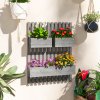 Outsunny Wall-mounted Wooden Garden Planters with Trellis, Drainage Holes and 3 Movable Planter Boxes, Wall Raised Garden Bed for Patio, Grey