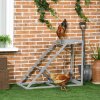 PawHut Chicken Activity Play Set with Swing, Chicken Coop Toy with Ladder, Platform for 2 Chickens, Hens, Grey