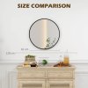 HOMCOM Circle Wall Mirror, 61 cm Round Bathroom Mirror for Living Room, Bedroom, Hallway, Black
