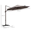 Outsunny 3M Cantilever Parasol, Hanging Garden Umbrella Sun Shade with 360 Rotation, Aluminium Frame, Cross Base, Hand Crank, Grey