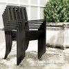 Outsunny 7 Pieces Patio Dining Set, 6 Seater Outdoor Table and Stackable Chairs with Umbrella Hole, Galvanised Steel Frame, Space Saving, for Poolside, Garden, Black