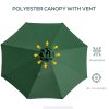 Outsunny 3(m) Garden Parasol Umbrellas, Outdoor Sun Shade with 8 Ribs, Tilt and Crank Handle for Balcony, Bench, Garden, Green