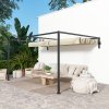 Outsunny 3 x 4m Lean To Pergola with Retractable Roof, Wall Mounted Garden Gazebo Outdoor Sun Shade Shelter for Patio, Deck, Khaki