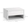 HOMCOM Floating Bedside Table Set of 2 Wall Mounted Nightstand with Storage Drawer and Open Shelf for Bedroom, High Gloss White