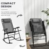 Outsunny Garden Rocking Chair Folding Outdoor Adjustable Rocker Zero-Gravity Seat with Headrest Camping Fishing Patio Deck, 95 x 64 x 106 cm - Grey