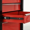 HOMCOM 5-Drawer Lockable Steel Tool Storage Cabinet with Wheels Handle 2 Keys Organisation Box Unit Chest Garage DIY Workshop Trolley Red