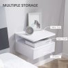 HOMCOM Floating Bedside Table Set of 2, Wall Mount Nightstands with Storage Drawer and Open Shelf for Bedroom, White
