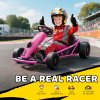 HOMCOM 24V Electric Go Kart for Kids, Drifting Ride-On Racing Go Kart with Slow Start, Music, Horn Honking and Safety Belt, for 8-12 Years Old, Pink
