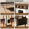 HOMCOM 160cm Reversible L Shaped Desk with Power Outlet, Industrial Corner Desk with Storage Shelves and Keyboard Tray, 240cm Long Computer Desk for 2 Person, Rustic Brown