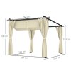 Outsunny 3 x 3(m) Metal Pergola with Retractable Roof and Sidewalls, Garden Gazebo UPF30+ Sun Shade Shelter for Outdoor, Patio, Deck, Beige