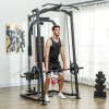 SPORTNOW 3-In-1 Smith Machine, Multifunctional Power Cage with Dual Cable Pulley System, Chest Press Station, 17-Level Squat Rack and Barbell Bar, Home Gym System