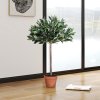 Outsunny 3ft Artificial Olive Tree Indoor Plant Greenery for Home Office Potted in An Orange Pot