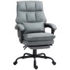HOMCOM Executive Office Chair with Footrest, PU Leather High Back Desk Chair with Lumbar Support, Swivel Computer Chair with Adjustable Height and Padding Armrests, Grey