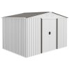 Outsunny 9 x 6ft Metal Garden Shed, Outdoor Storage Tool House with Ventilation Slots, Foundation Kit and Lockable Double Doors, Silver