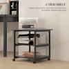 HOMCOM 3-Tier Printer Stand with Storage Shelf, Mobile Printer Table on Wheels, 50 x 50 x 52.5cm Rolling Printer Cart for Home Office, Black
