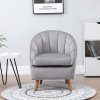 HOMCOM Velvet Armchair, Modern Accent Chair, Upholstered Tub Chair with Solid Wood Legs and Seat Cushion for Living Room, Grey