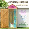 Outsunny Garden Shed Vertical Utility 3 Shelves Shed Wood Outdoor Garden Tool Storage Unit Storage Cabinet, 77 x 54.2 x 179cm - Brown