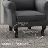 HOMCOM Wingback Armchair, Linen Fabric Accent Chair, Upholstered Fireside Chair with Pillow, Button Tufted Back for Living Room, Bedroom, Home Office, Dark Grey