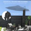 Outsunny 3(m) Cantilever Roma Parasol Adjustable Garden Sun Umbrella with LED Solar Light, Aluminium Frame, Tilt & Crank, UV50+, Cross Base Rotating Outdoor- Dark Grey