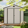 Outsunny 8 x 6ft Plastic Garden Storage Shed with Foundation Kit, Polypropylene Outdoor Storage Tool House with Ventilation Slots and Lockable Door, Cream White