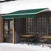 Outsunny 3 x 2m Manual Window Awning Canopy Garden Outdoor Shelter Patio Sun Shade UV Blocker Light Weight Aluminium Frame w/ Hand Crank Green