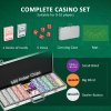 SPORTNOW 500-Piece Poker Chips Set with Aluminium Case, Holdem Poker Set with Mat, 11.5g Numbered Poker Chips, Two Decks of Cards, Dealer, Five Dices