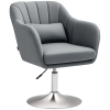HOMCOM Swivel Microfibre Accent Chair for Living Room Contemporary Vanity Armchair with Adjustable Height Thick Cushion Lumbar Support Armrest for Bedroom Office Dark Grey