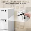 HOMCOM 2-Drawer Filing Cabinet, Lockable File Cabinet for A4, Letter, Office Storage Drawers with Lock for Home Office, 40 x 40 x 71 cm, White