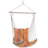 Outsunny Outdoor Hanging Rope Chair with Soft Padded Seat & Backrest, Garden Hammock Chair with Wooden Support Bar Cotton Cloth, Portable Garden Chair for Patio & Tree, Orange