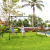 Outsunny Garden Swing Set, Kids Swing with Double Swings, Glider, Swing Seats, for Outdoor, Playground, for Ages 3-8 Years - Green