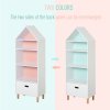 HOMCOM Kids Children Wooden Bookcase w/Drawer Bedroom Furniture Bookshelf Storage Rack Display Unit Toys Games Organisation Cabinet Pink Blue Back Panel 50 x 30 x 142 cm