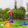 Outsunny Kids Balance Stepping Stones 11-Piece Fish Shape Non-Slip Obstacle Course Stackable Balance Blocks Exercise Toddler Balance for Indoors and Outdoors - Multicoloured