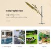 Outsunny 3(m) Cantilever Roma Parasol with LED Solar Lights, Crank & Tilt, Aluminium Frame, Cross Base and Adjustable Canopy 360° Rotating Sun Umbrella with 2-Tier Shade, Beige